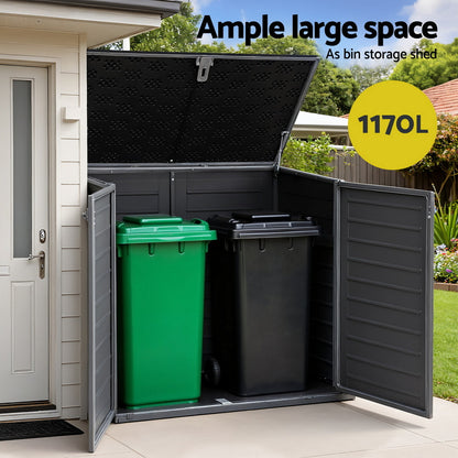 Gardeon Outdoor Storage Box 1170L Container Lockable Cabinet Tool Organizer Shed Grey-Furniture &gt; Outdoor &gt; Outdoor Storage Boxes-PEROZ Accessories