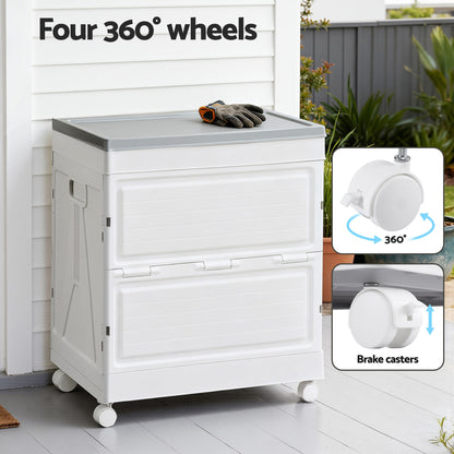 Gardeon 159L Outdoor Storage Box Stackable Cupboard Camping Organizer Wheels-Home &amp; Garden > Storage > Storage Boxes-PEROZ Accessories