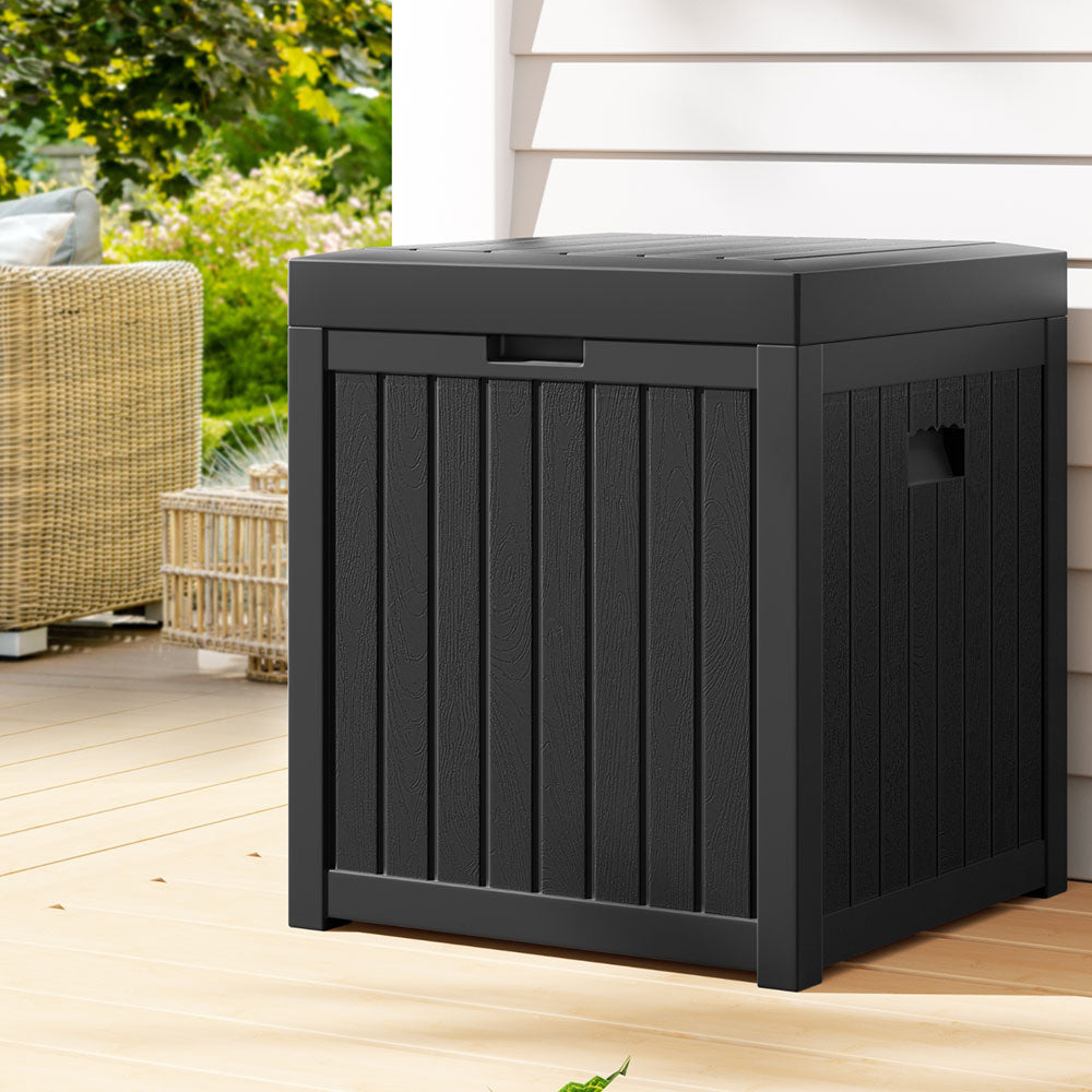 Gardeon Outdoor Storage Box 195L Organiser Garden Bench Deck Toy Shed Tool Black-Outdoor Storage Boxes-PEROZ Accessories