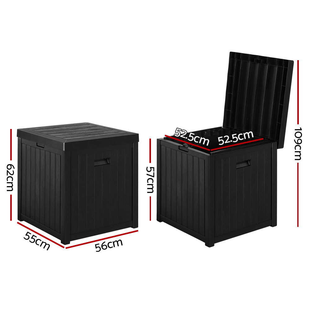 Gardeon Outdoor Storage Box 195L Organiser Garden Bench Deck Toy Shed Tool Black-Outdoor Storage Boxes-PEROZ Accessories