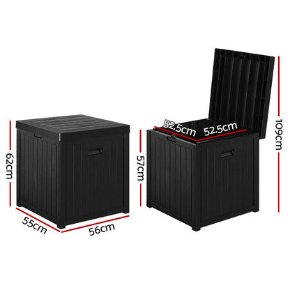 Gardeon Outdoor Storage Box 195L Organiser Garden Bench Deck Toy Shed Tool Black-Outdoor Storage Boxes-PEROZ Accessories