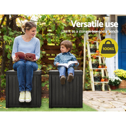 Gardeon Outdoor Storage Box 195L Organiser Garden Bench Deck Toy Shed Tool Black-Outdoor Storage Boxes-PEROZ Accessories