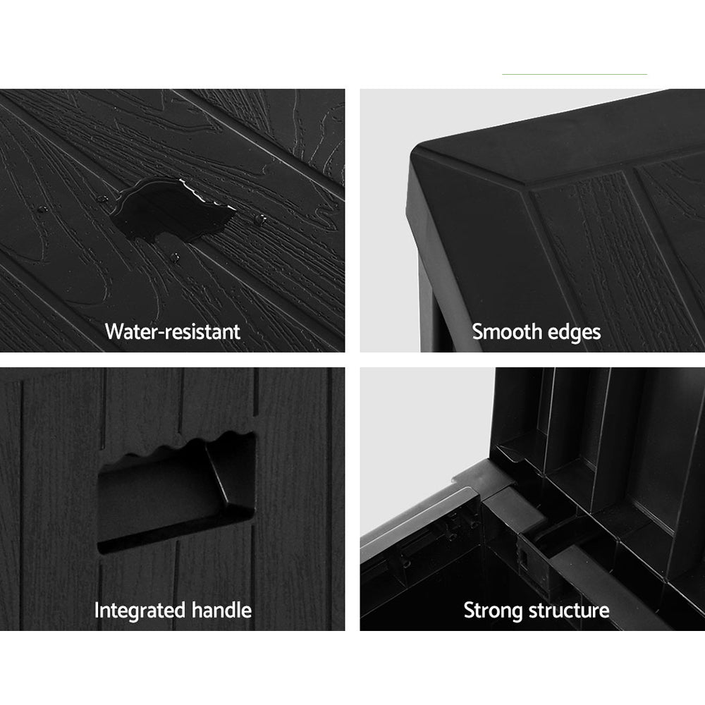 Gardeon Outdoor Storage Box 195L Organiser Garden Bench Deck Toy Shed Tool Black-Outdoor Storage Boxes-PEROZ Accessories