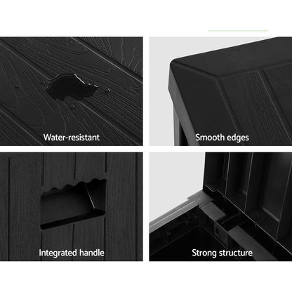 Gardeon Outdoor Storage Box 195L Organiser Garden Bench Deck Toy Shed Tool Black-Outdoor Storage Boxes-PEROZ Accessories