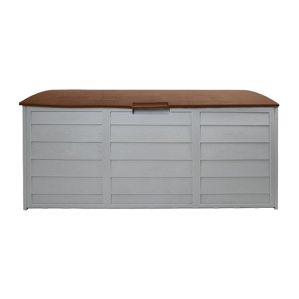 Gardeon Outdoor Storage Box 290L Lockable Organiser Garden Deck Shed Tool Brown-Outdoor Storage Boxes-PEROZ Accessories
