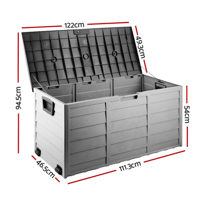 Gardeon Outdoor Storage Box 290L Lockable Organiser Garden Deck Shed Tool Black-Outdoor Storage Boxes-PEROZ Accessories