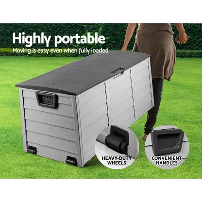 Gardeon Outdoor Storage Box 290L Lockable Organiser Garden Deck Shed Tool Black-Outdoor Storage Boxes-PEROZ Accessories