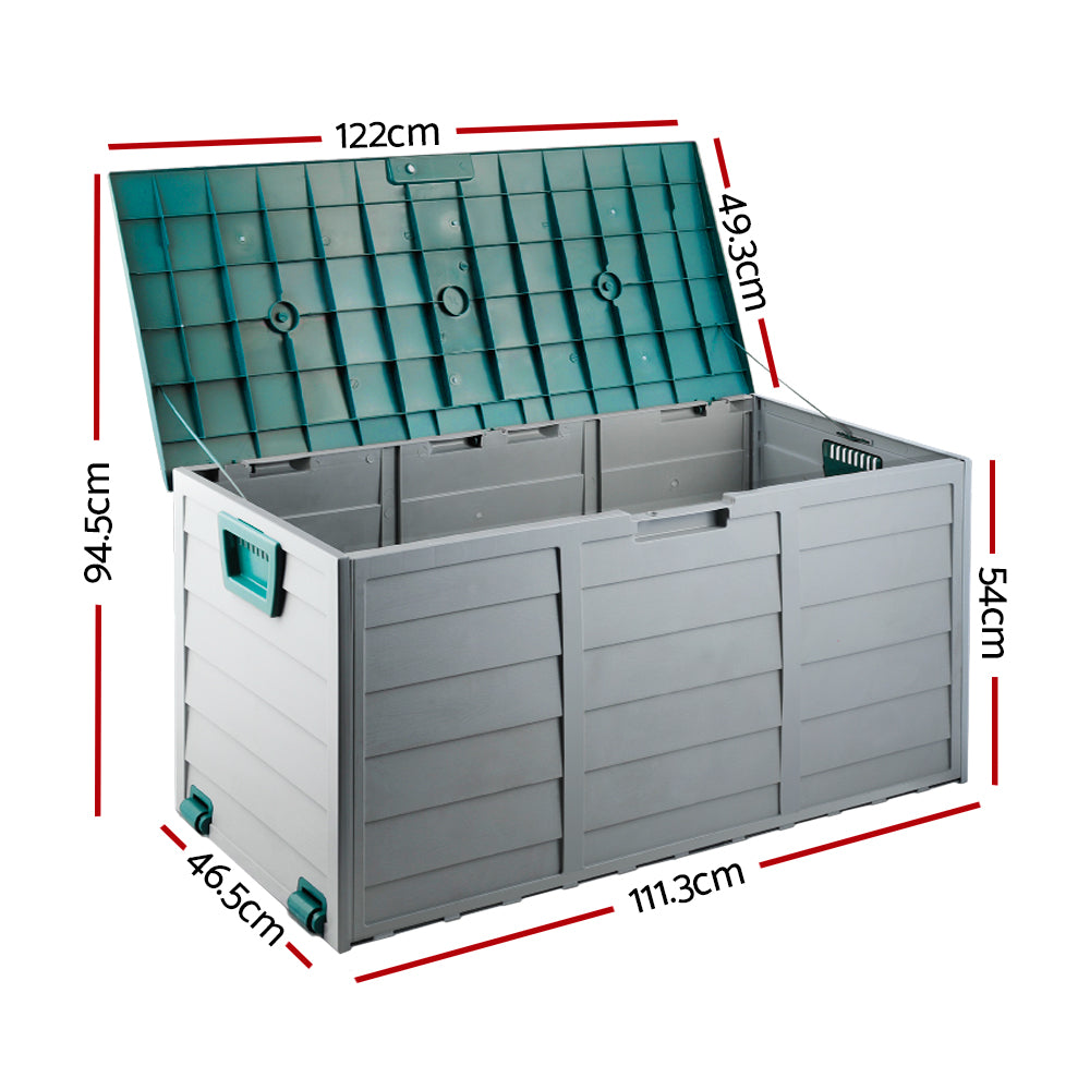 Gardeon Outdoor Storage Box 290L Lockable Organiser Garden Deck Shed Tool Green-Outdoor Storage Boxes-PEROZ Accessories