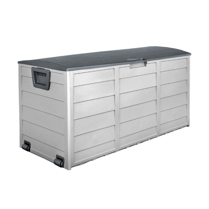Gardeon Outdoor Storage Box 290L Lockable Organiser Garden Deck Shed Tool Grey-Outdoor Storage Boxes-PEROZ Accessories