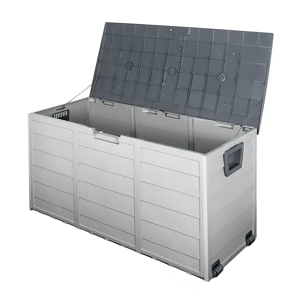 Gardeon Outdoor Storage Box 290L Lockable Organiser Garden Deck Shed Tool Grey-Outdoor Storage Boxes-PEROZ Accessories