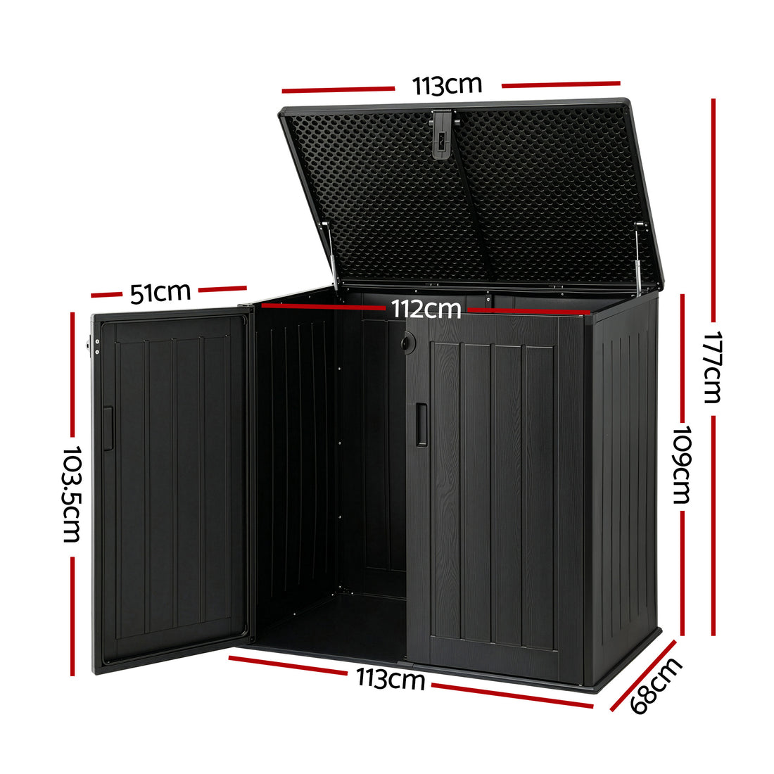 Gardeon Outdoor Storage Box 775L Container Lockable Cabinet Tool Organizer Shed Black-Home &amp; Garden > Storage > Storage Boxes-PEROZ Accessories