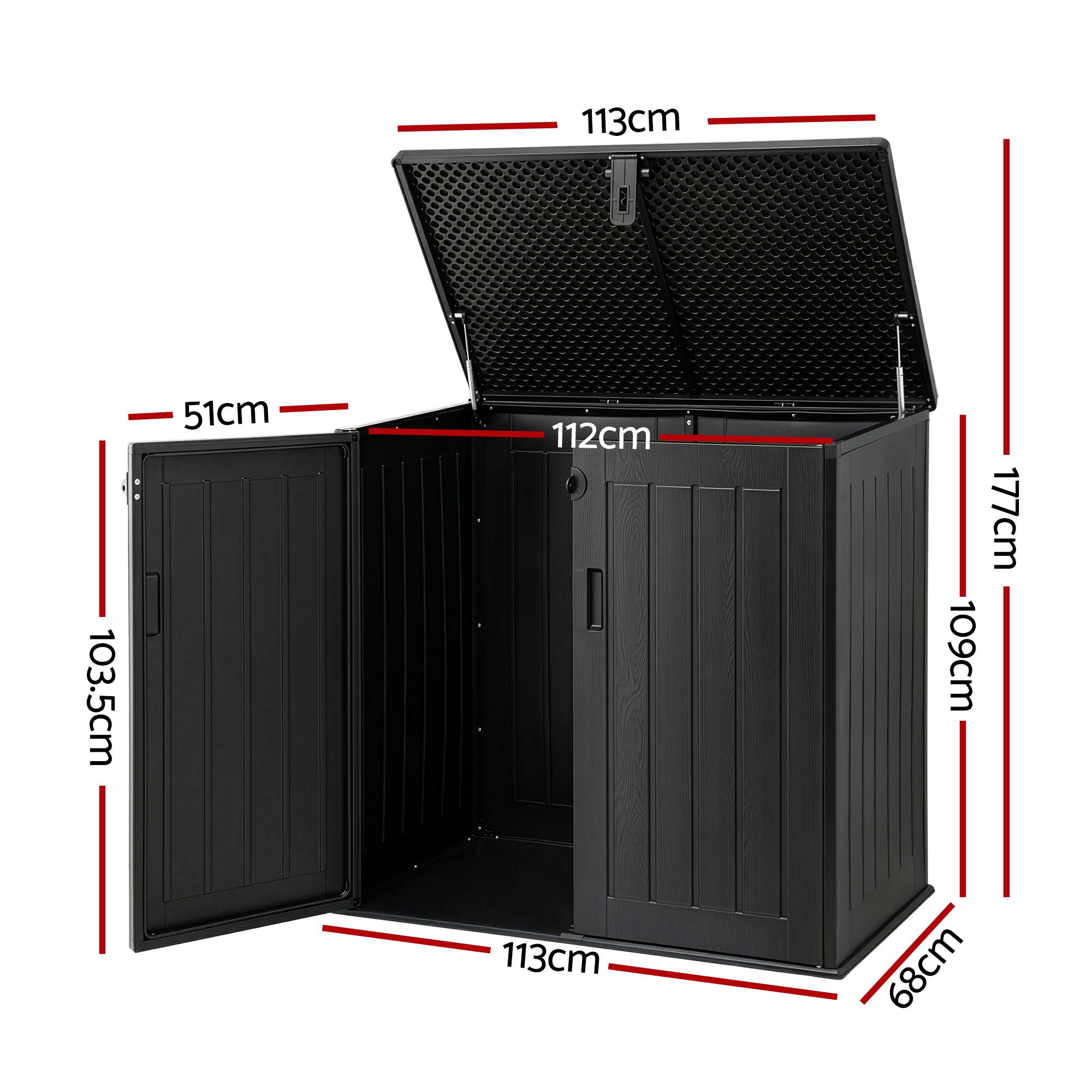 Gardeon Outdoor Storage Box 775L Container Lockable Cabinet Tool Organizer Shed Black-Home &amp; Garden > Storage > Storage Boxes-PEROZ Accessories