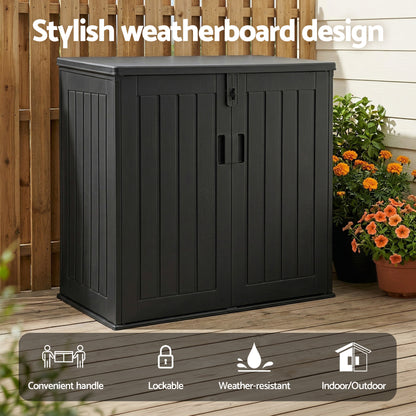 Gardeon Outdoor Storage Box 775L Container Lockable Cabinet Tool Organizer Shed Black-Home &amp; Garden > Storage > Storage Boxes-PEROZ Accessories