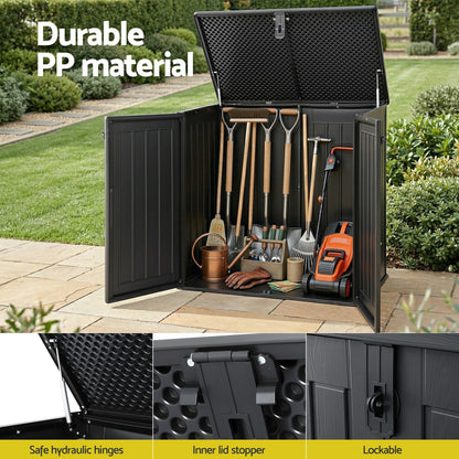 Gardeon Outdoor Storage Box 775L Container Lockable Cabinet Tool Organizer Shed Black-Home &amp; Garden > Storage > Storage Boxes-PEROZ Accessories