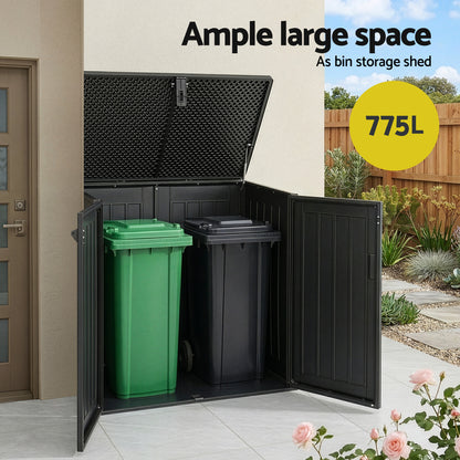 Gardeon Outdoor Storage Box 775L Container Lockable Cabinet Tool Organizer Shed Black-Home &amp; Garden > Storage > Storage Boxes-PEROZ Accessories