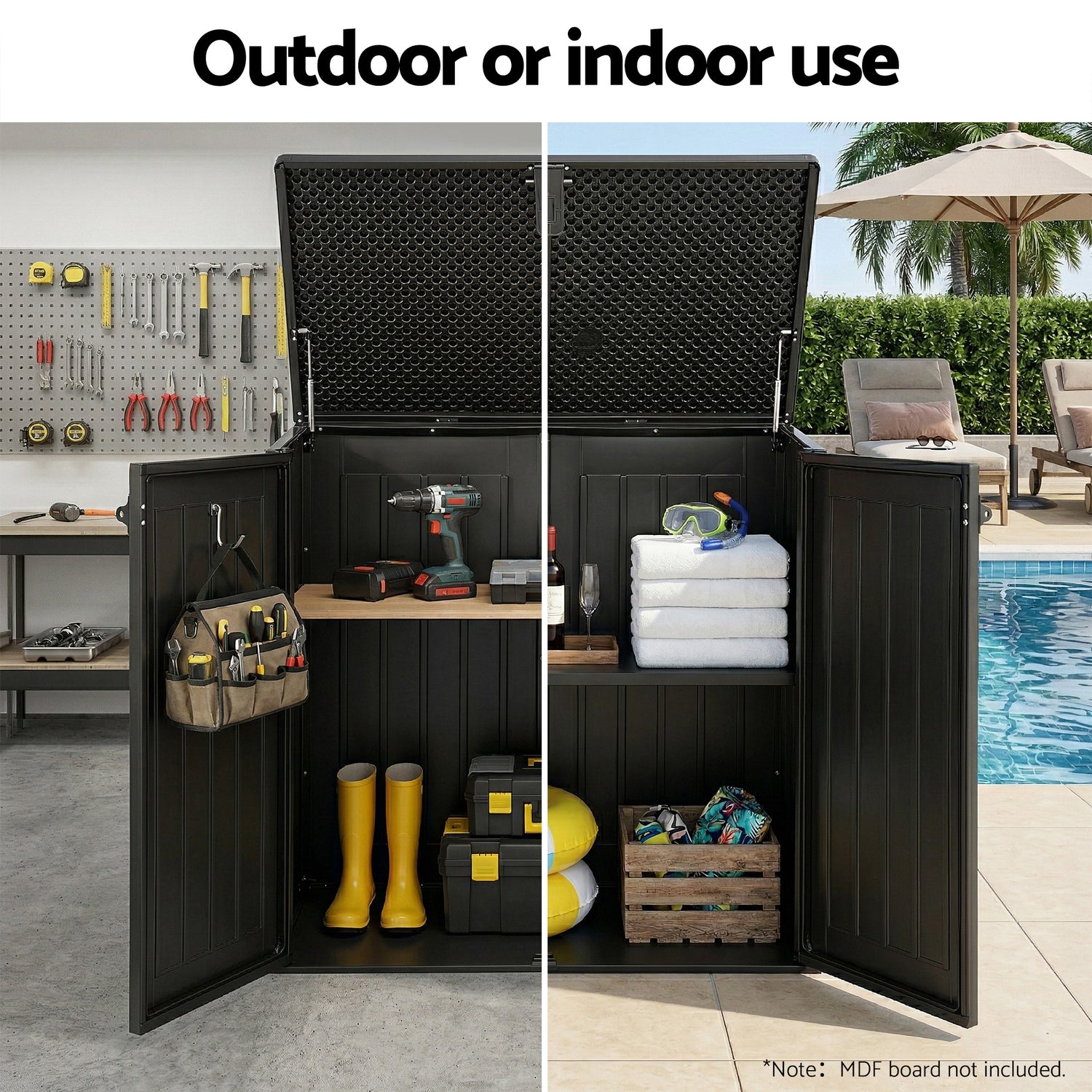 Gardeon Outdoor Storage Box 775L Container Lockable Cabinet Tool Organizer Shed Black-Home &amp; Garden > Storage > Storage Boxes-PEROZ Accessories