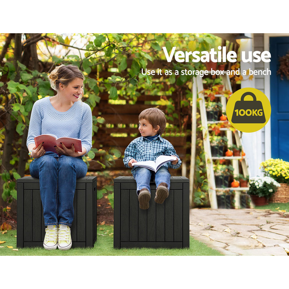 Gardeon Outdoor Storage Box 118L Container Lockable Garden Toy Tool Shed Black-Outdoor Storage Boxes-PEROZ Accessories