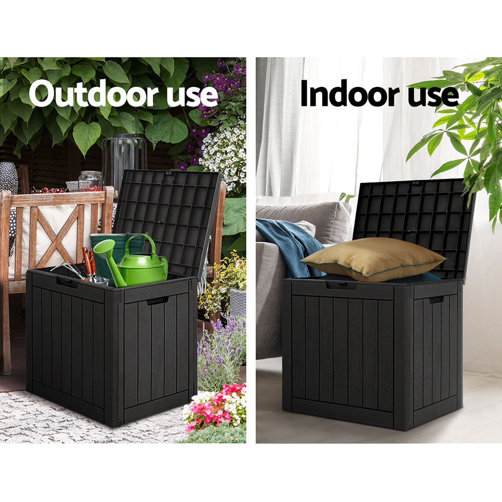 Gardeon Outdoor Storage Box 118L Container Lockable Garden Toy Tool Shed Black-Outdoor Storage Boxes-PEROZ Accessories
