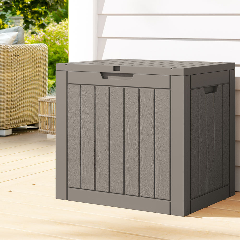 Gardeon Outdoor Storage Box 118L Container Lockable Garden Toy Tool Shed Grey-Outdoor Storage Boxes-PEROZ Accessories