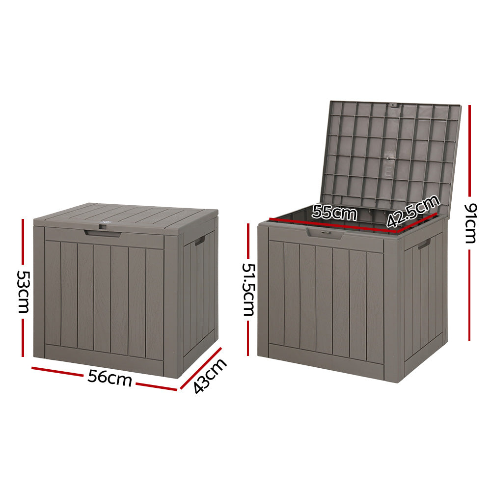 Gardeon Outdoor Storage Box 118L Container Lockable Garden Toy Tool Shed Grey-Outdoor Storage Boxes-PEROZ Accessories