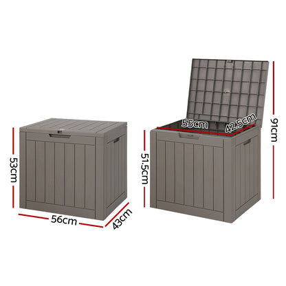 Gardeon Outdoor Storage Box 118L Container Lockable Garden Toy Tool Shed Grey-Outdoor Storage Boxes-PEROZ Accessories