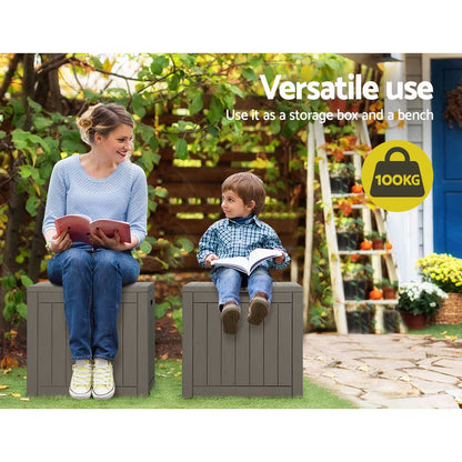 Gardeon Outdoor Storage Box 118L Container Lockable Garden Toy Tool Shed Grey-Outdoor Storage Boxes-PEROZ Accessories