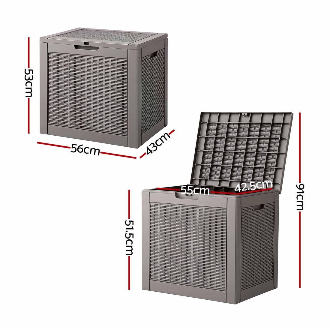 Gardeon Outdoor Storage Box 118L Container Lockable Garden Toy Tool Rattan-Texture Brown-Furniture > Outdoor > Outdoor Storage Boxes-PEROZ Accessories