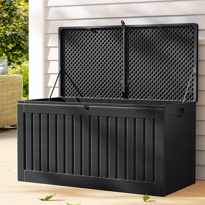 Gardeon Outdoor Storage Box 270L Container Lockable Garden Bench Tool Shed Black-Outdoor Storage Boxes-PEROZ Accessories