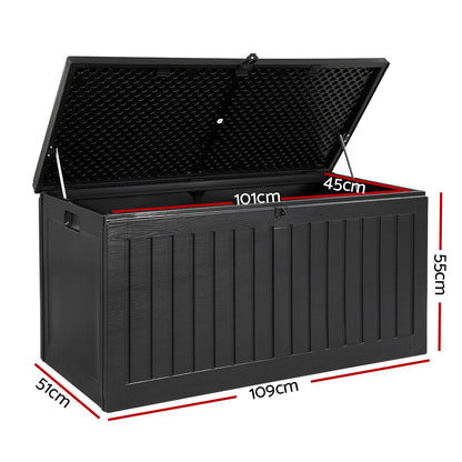 Gardeon Outdoor Storage Box 270L Container Lockable Garden Bench Tool Shed Black-Outdoor Storage Boxes-PEROZ Accessories