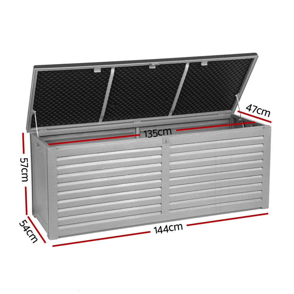 Gardeon Outdoor Storage Box 390L Container Lockable Garden Bench Tools Toy Shed Black-Outdoor Storage Boxes-PEROZ Accessories