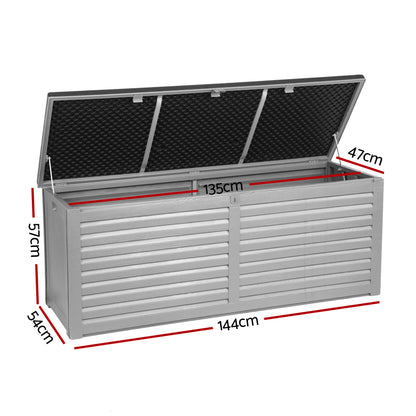 Gardeon Outdoor Storage Box 390L Container Lockable Garden Bench Tools Toy Shed Black-Outdoor Storage Boxes-PEROZ Accessories