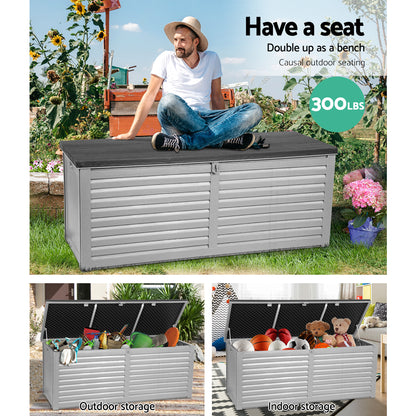 Gardeon Outdoor Storage Box 390L Container Lockable Garden Bench Tools Toy Shed Black-Outdoor Storage Boxes-PEROZ Accessories