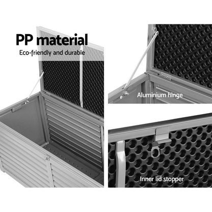 Gardeon Outdoor Storage Box 390L Container Lockable Garden Bench Tools Toy Shed Black-Outdoor Storage Boxes-PEROZ Accessories