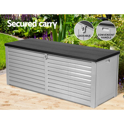 Gardeon Outdoor Storage Box 390L Container Lockable Garden Bench Tools Toy Shed Black-Outdoor Storage Boxes-PEROZ Accessories