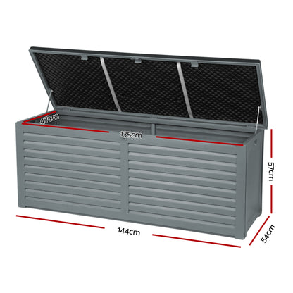 Gardeon Outdoor Storage Box 390L Container Lockable Garden Bench Tools Toy Shed Black-Outdoor Storage Boxes-PEROZ Accessories