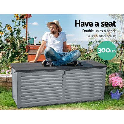Gardeon Outdoor Storage Box 390L Container Lockable Garden Bench Tools Toy Shed Black-Outdoor Storage Boxes-PEROZ Accessories