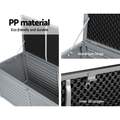 Gardeon Outdoor Storage Box 390L Container Lockable Garden Bench Tools Toy Shed Black-Outdoor Storage Boxes-PEROZ Accessories