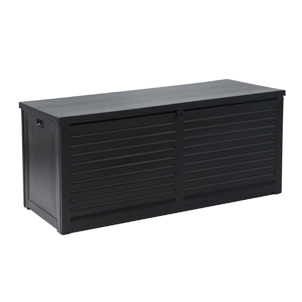 Gardeon Outdoor Storage Box 490L Container Lockable Garden Bench Shed Tools Toy All Black-Outdoor Storage Boxes-PEROZ Accessories