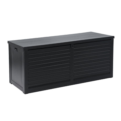 Gardeon Outdoor Storage Box 490L Container Lockable Garden Bench Shed Tools Toy All Black-Outdoor Storage Boxes-PEROZ Accessories