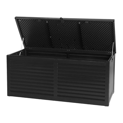 Gardeon Outdoor Storage Box 490L Container Lockable Garden Bench Shed Tools Toy All Black-Outdoor Storage Boxes-PEROZ Accessories