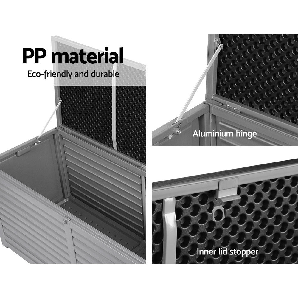 Gardeon Outdoor Storage Box 490L Container Lockable Garden Bench Tools Toy Shed Black-Outdoor Storage Boxes-PEROZ Accessories