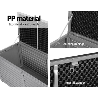 Gardeon Outdoor Storage Box 490L Container Lockable Garden Bench Tools Toy Shed Black-Outdoor Storage Boxes-PEROZ Accessories