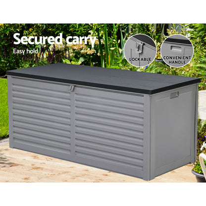 Gardeon Outdoor Storage Box 490L Container Lockable Garden Bench Tools Toy Shed Black-Outdoor Storage Boxes-PEROZ Accessories