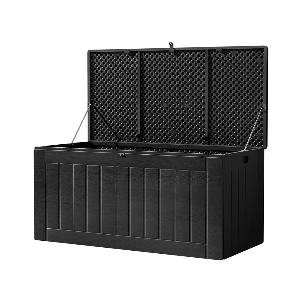Gardeon Outdoor Storage Box 830L Container Lockable Bench Tool Shed All Black-Home &amp; Garden &gt; Storage-PEROZ Accessories