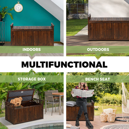 Livsip Outdoor Storage Box Garden Bench Wooden 500L Charcoal-Outdoor Storage Boxes-PEROZ Accessories