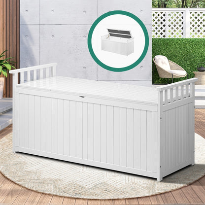 Livsip Outdoor Storage Box Garden Bench Wooden 500L White-Outdoor Storage Boxes-PEROZ Accessories