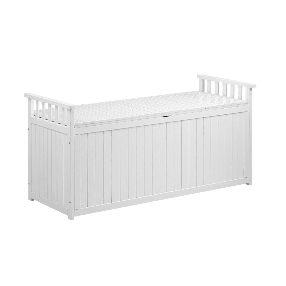 Livsip Outdoor Storage Box Garden Bench Wooden 500L White-Outdoor Storage Boxes-PEROZ Accessories
