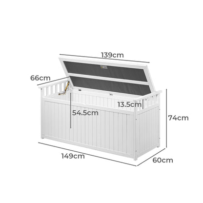 Livsip Outdoor Storage Box Garden Bench Wooden 500L White-Outdoor Storage Boxes-PEROZ Accessories