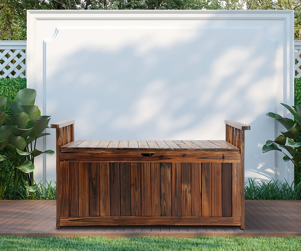 Livsip Outdoor Storage Box Wooden Garden Bench L Charcoal-Outdoor Storage Boxes-PEROZ Accessories