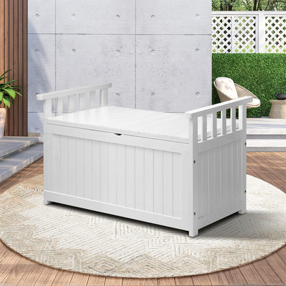 Livsip Outdoor Storage Box Wooden Garden Bench L White-Outdoor Storage Boxes-PEROZ Accessories